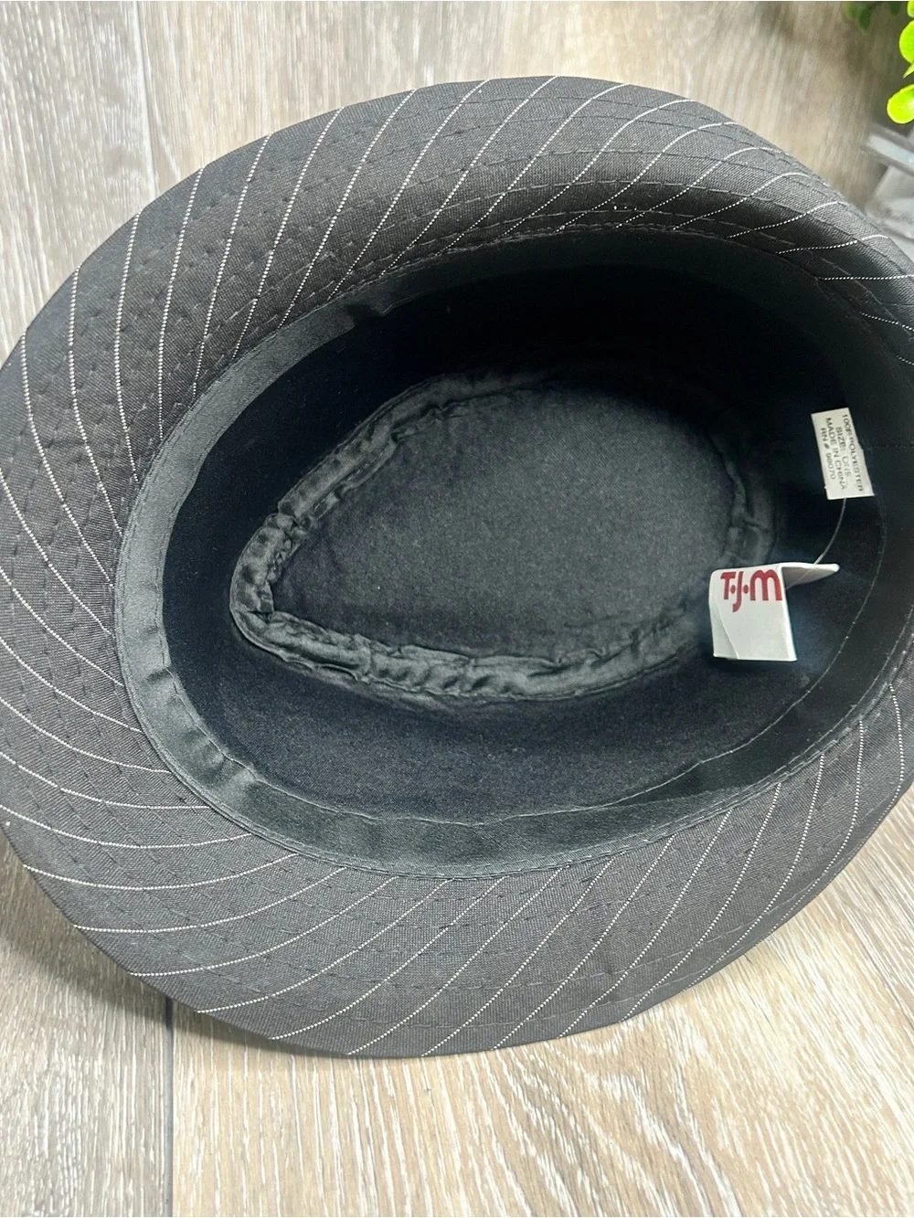 Black Pinstripe Fedora Hat • Classic Gangster Style • Satin Band • One Size